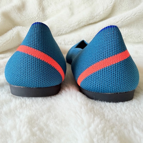 Rothy's The Point Knit Flats - Teal Neon Line Stripe - Retired - Rare - Size 10 - Picture 6 of 16